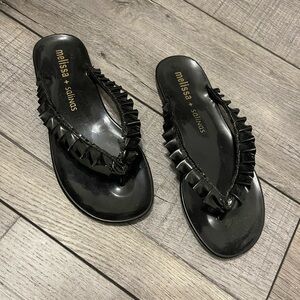 Melissa + Salinas Black Women's Sandals jelly flip flops size 38/7